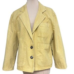 jacket chore vintage S/M cotton yellow denim  cropped unlined pockets